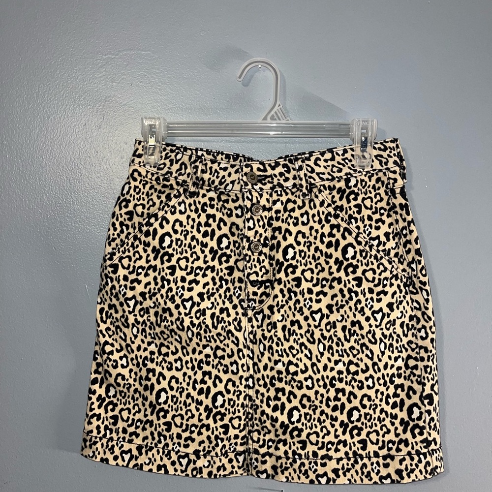 Hollister Black and Tan Leopard Jean Skirt